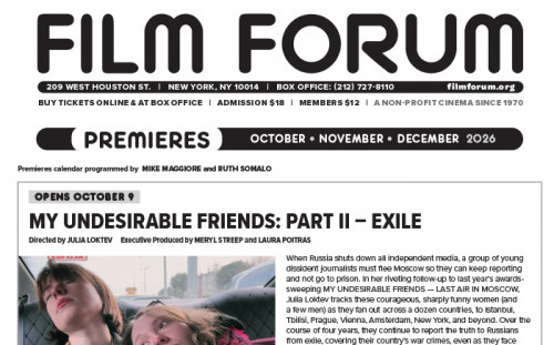 Oct–Dec 2026 <br>Film Forum Premieres & Repertory Calendar